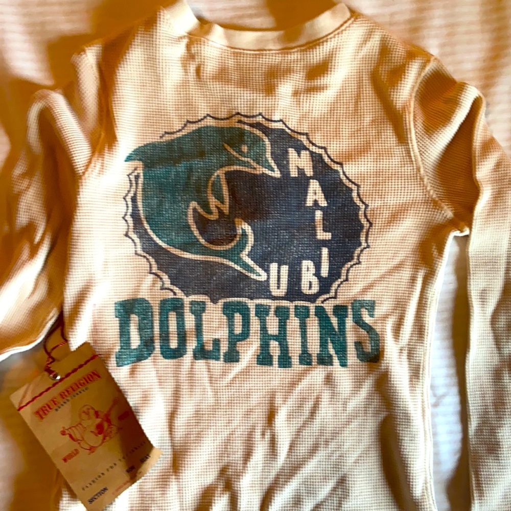 NWT True Religion L/S Henley in Cream